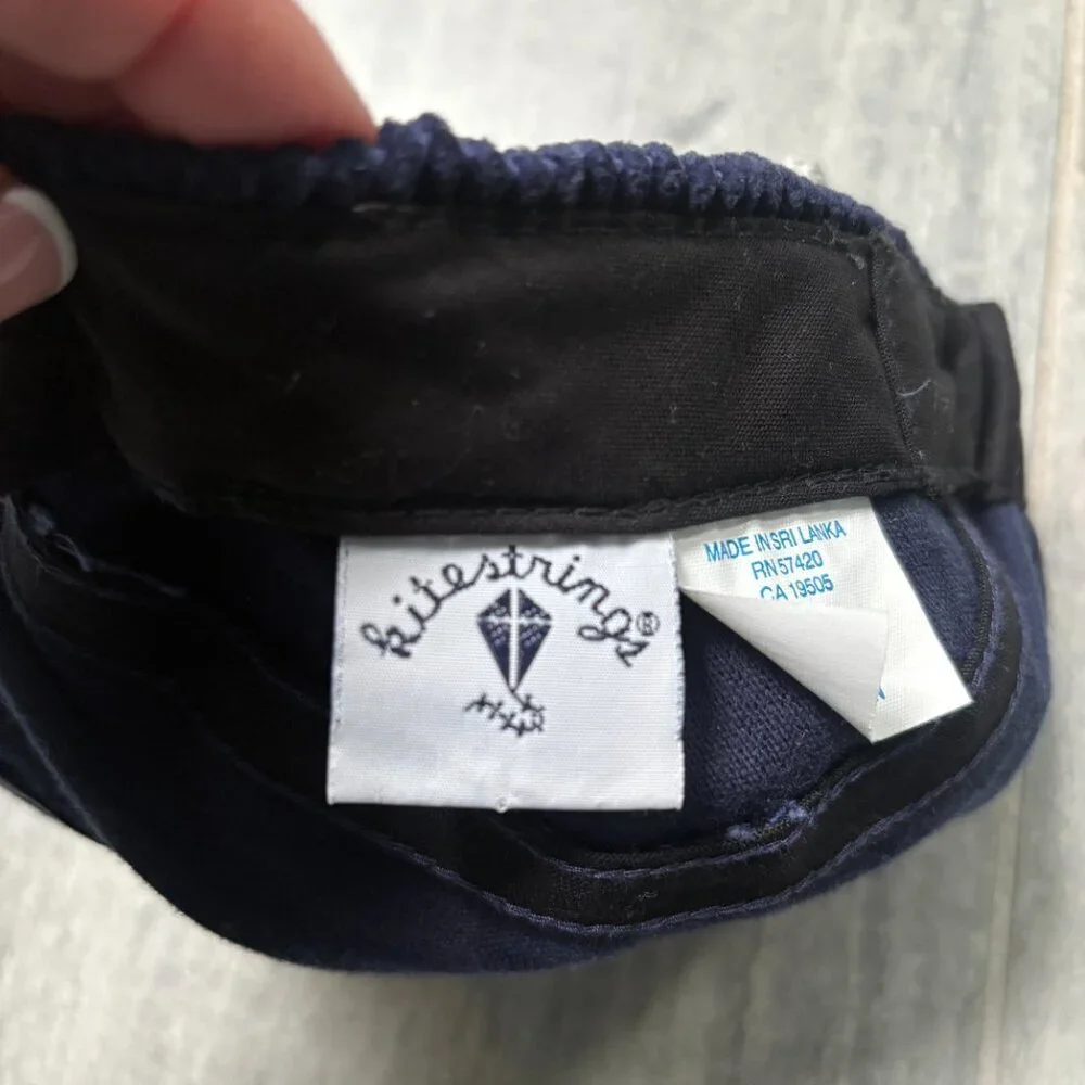 Kitestrings Corduroy Embroidered Dog Cotton Baseball Cap Hat Navy Size Small
